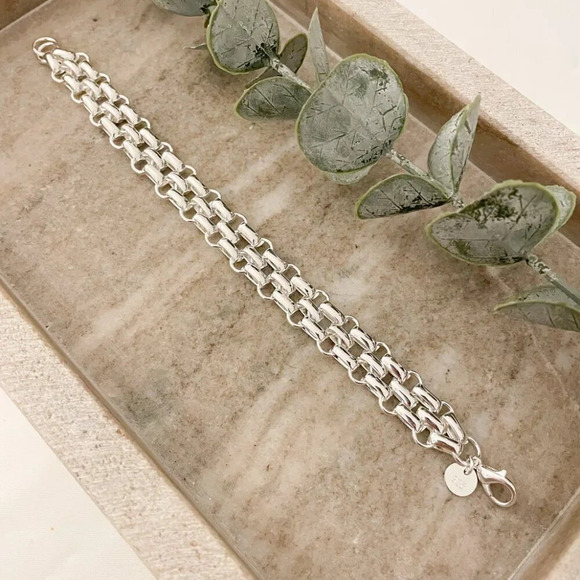 925 Sterling Silver Chunky Chain Link Bracelet Silver Large Link Bracelet - Picture 6 of 6